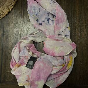 Vince camuto Pink and White Watercolor Scarf